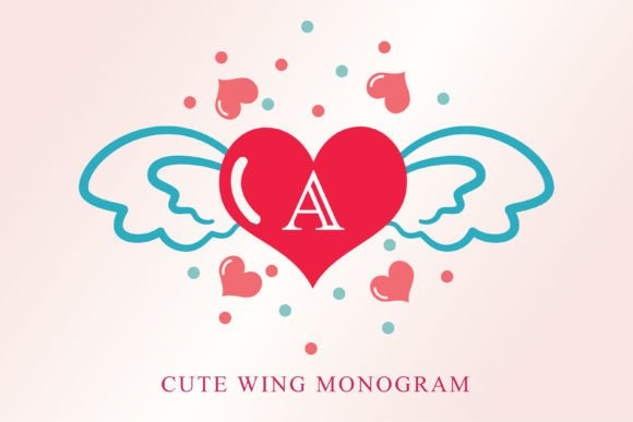 Cute Wing Monogram: Elevating Valentine's Day Design